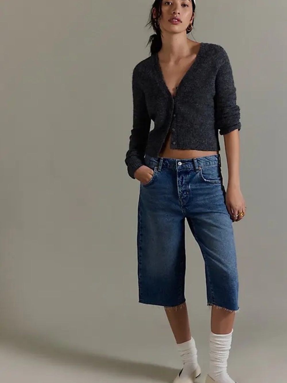 Free People Jam Session Low-Rise Relaxed Capri Jeans